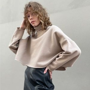 Oak and Fort Cropped Turtleneck Sweatshirt